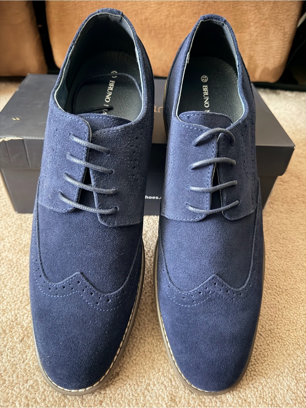 New in box - Men’s Bruno Marc Navy Suede Wingtip Derbys Size 12